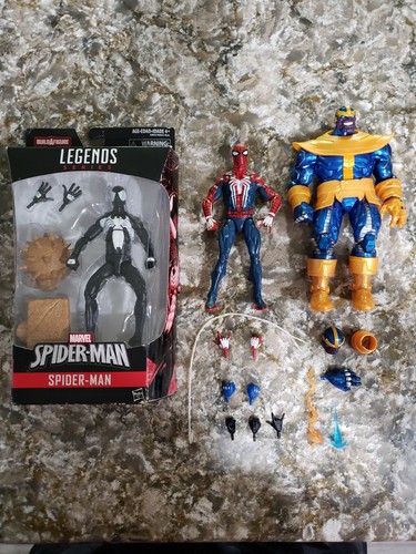 Marvel Legends Gamestop Spider-Man PS4 Spider-Man Black Suit Sandman Baf Thanos
