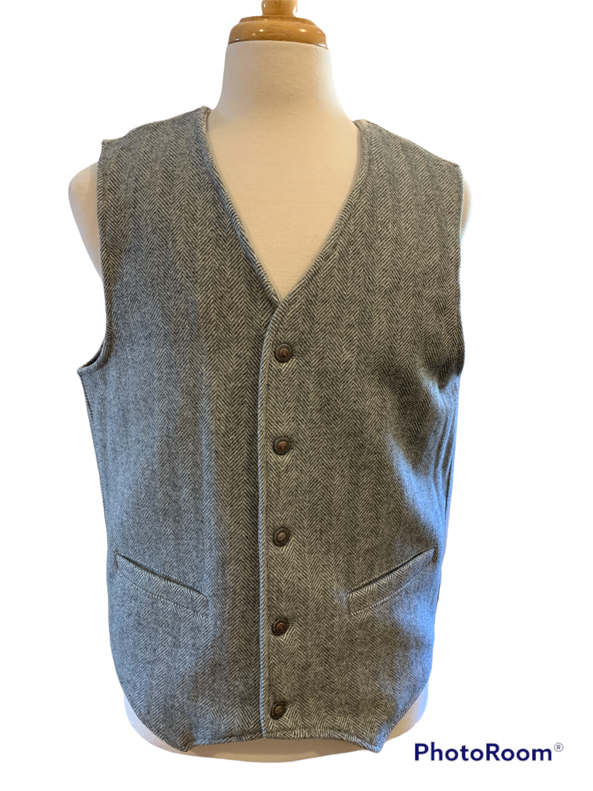 Wyoming Traders Mens Doc Holiday Houndstooth Wool Cowboy Ranch Wear Vest SILVER