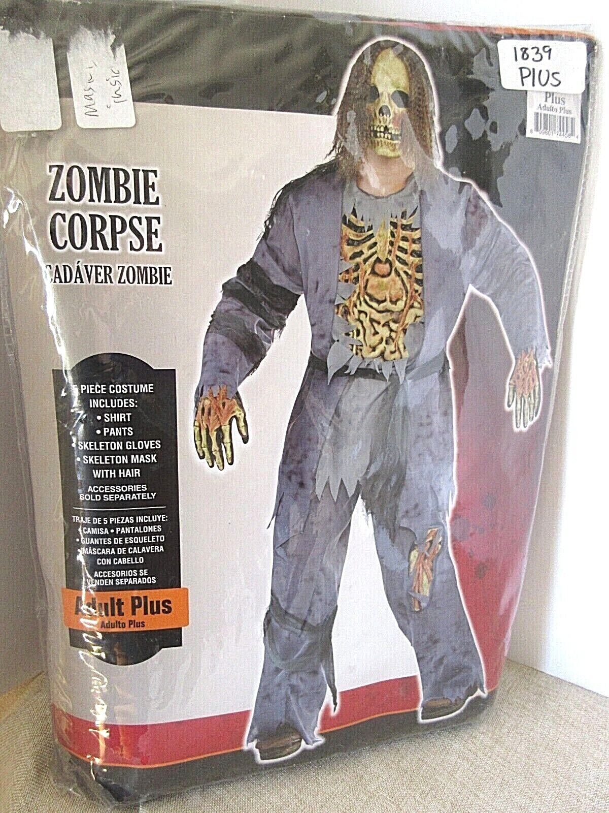 New Zombie Corpse Adult Plus Men's Halloween Costume