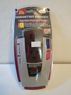New Monster Power Audio Video 2 Outlet Surge Protector 200V