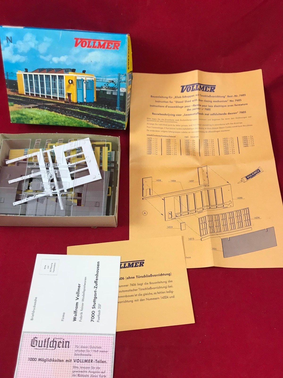VOLLMER 7606 KIT Locomotive shed Checked and complete NOS NEW N scale w/ papers