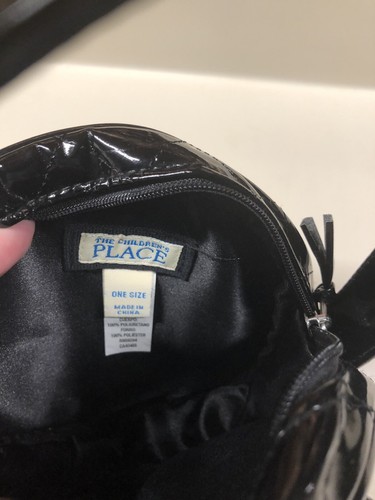 Childrens Place Girls Black Patent Round Bow Purse