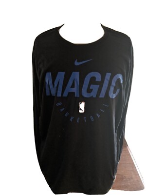 NBA Orlando Magic Team Issued Athletic Cut L/S T-Shirt Nike Black/Blue Size 3XL