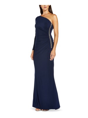 

ADRIANNA PAPELL Женское темно-синее длинное вечернее платье-футляр с длинными рукавами, Navy