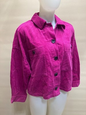 Ladies Corduroy Jacket Pink Long Sleeve Size M Women's Boho Chic Style