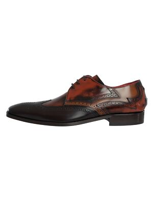 Pre-owned Jeffery West Men's Derby Brogue Leather Shoes, Brown