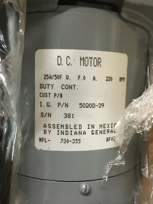 Vintage MAGNETEK INDIANA GENERAL D.C. MOTOR 5020D-39 CONT. DUTY 25A/50F