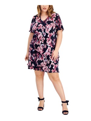 

CONNECTED APPAREL Женский фиолетовый пуловер с короткими рукавами и платьем-футляром Plus