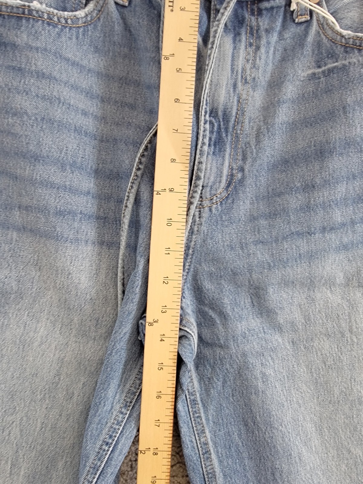 KanCan Hilo Ultra High Rise 90's Flare Jeans Womens 13/30 Medium Blue Button Zip - Picture 8 of 18