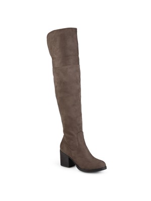 

JOURNEE COLLECTION Женские бежевые сапоги Sana на блочном каблуке с широкой икрой и застежкой-молнией, Бежевый, SANA-TAU-110WC