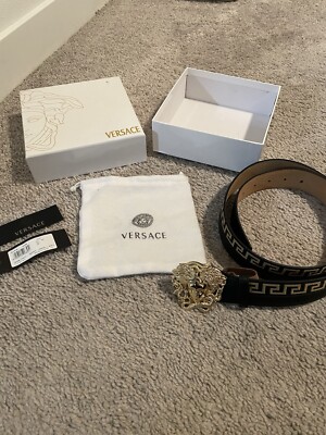 Versace Men's Leather Medusa Buckle Belt - Size 32 - Black