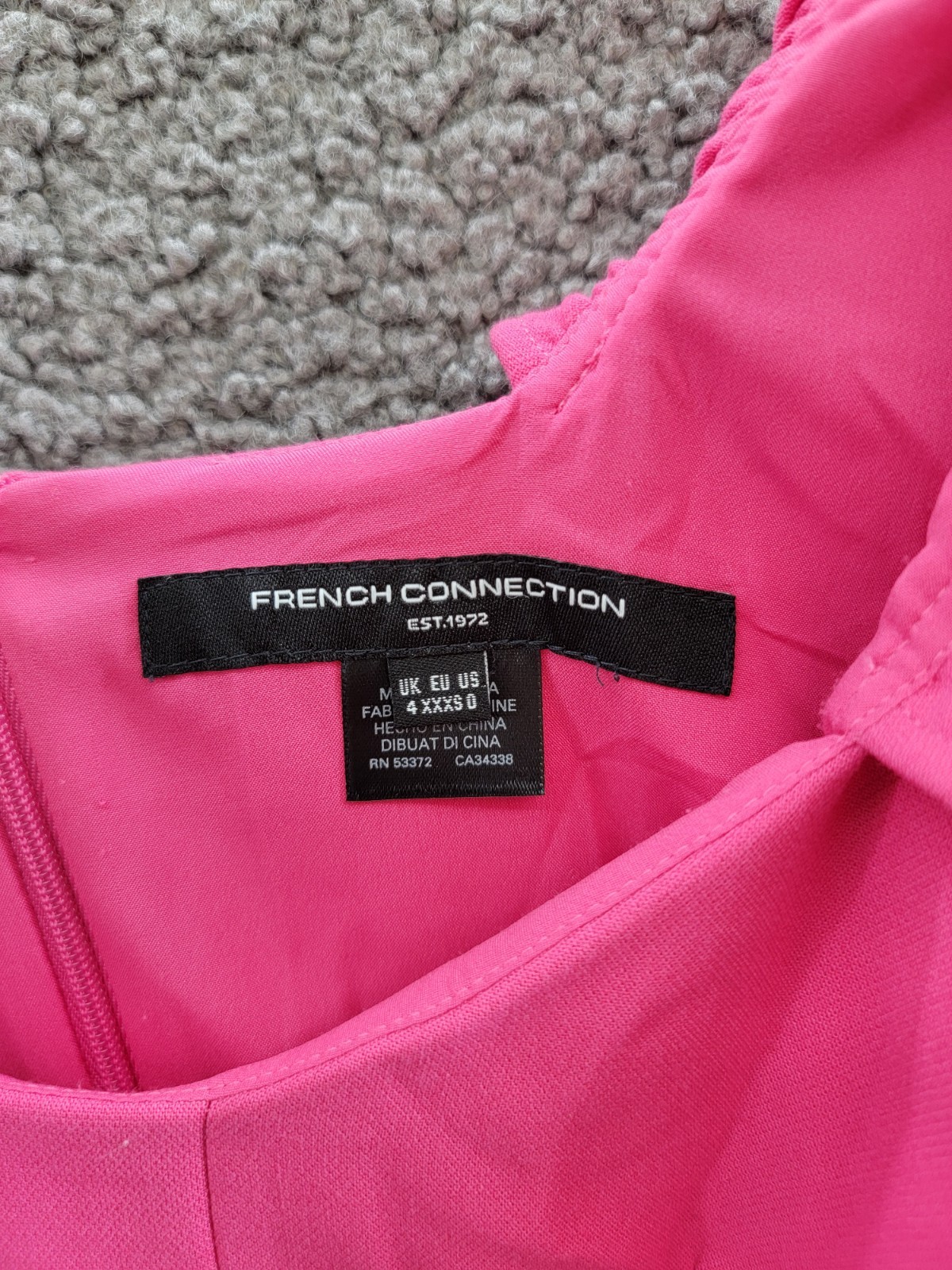 French Connection Whisper Gathered-Sleeve Dress Women's 0 Raspberry Sorbet S/S - Picture 10 of 16