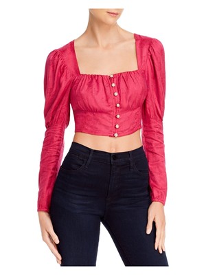 Женский розовый топ Rahi с вышивкой и рисунком с длинным рукавом и квадратным вырезом XS