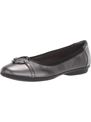 

CLARKS Женские серые кожаные балетки Gracelin с круглым носком 6,5 м, Серый, GRACELIN WIND