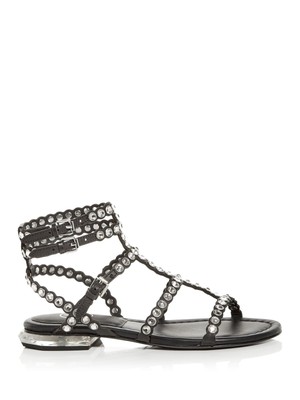 

Женские сандалии-гладиаторы ASH Black Gem Jewel Heel Sasha со скульптурным каблуком Кожаные сандалии-гладиаторы, Черный, 422061