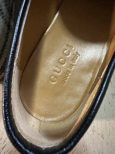 Pre-owned Gucci Mens Loafers Moccasin Shoes Beige/black/mul 8.5 Us/7.5 Uk 430088 $920