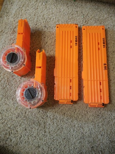 2 Nerf N-strike Elite Stryfe Blasters Blue With Accessories 18 Rnd Drums