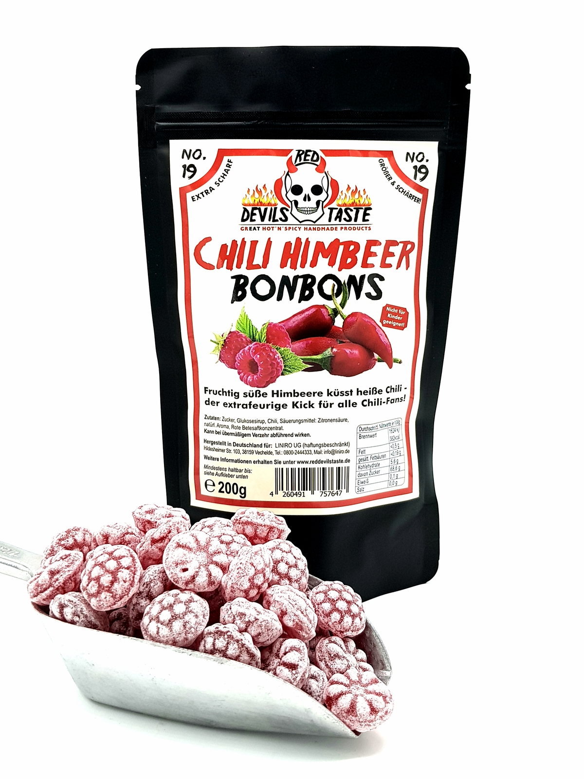 Chili Himbeer Bonbon extra scharf - 200g - Hotskala: 9