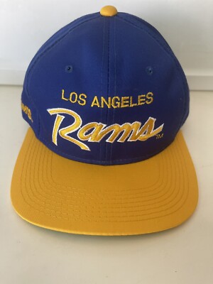 2 Tone NFL Los Angeles Rams Script Snapback Cap Hat Vintage 1990s RARE