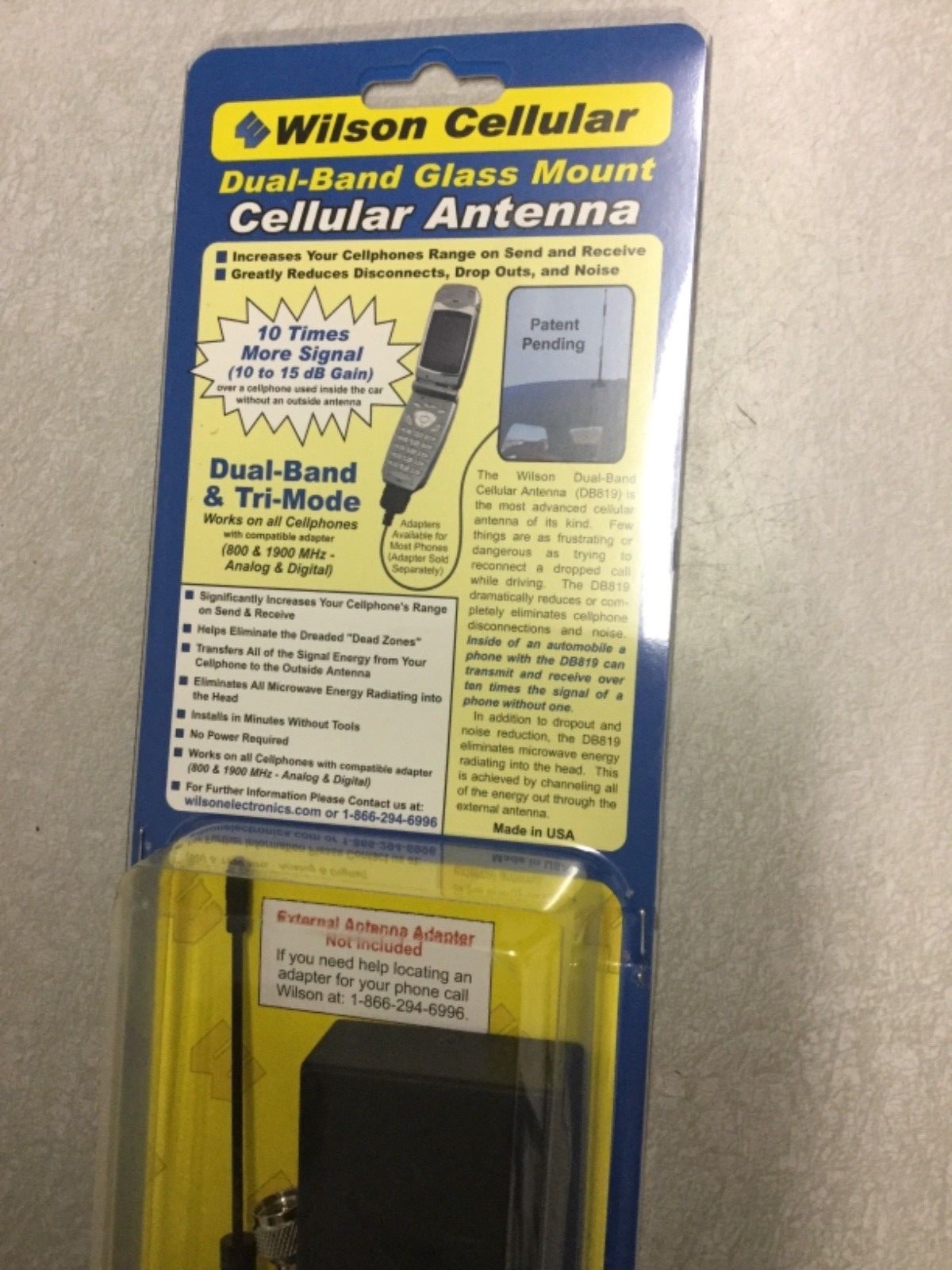 Wilson Cellular Dual-Band Tri-Mode Glass Mount Antenna Dual Band