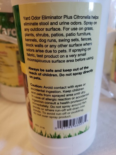 NaturVet ?Yard Odor Eliminator Plus Citronella 32oz. Lot of 3. Stool and Urine