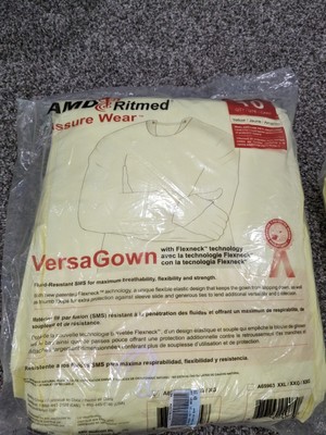 AMD Ritmed Assure Wear Versa Gown XL (2)  10 QTY A69963 Yellow