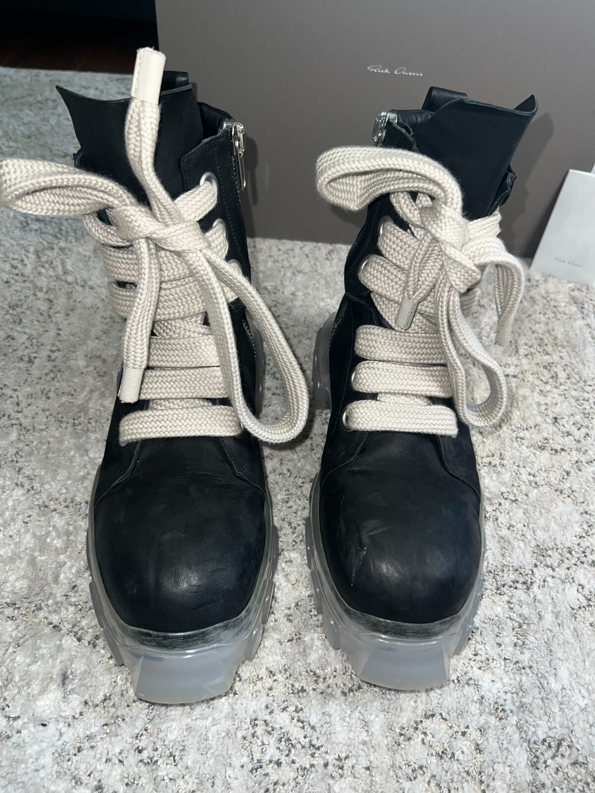 Rick Owens Jumbolaced Bozo Tractor Boots Black with Clear Rick Owens Jumbolaced Bozo Tractor Boots Black with Clear