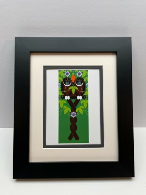 Charley Harper (Charles) Framed Art Card Museum Glass LOVE ON A LIMB