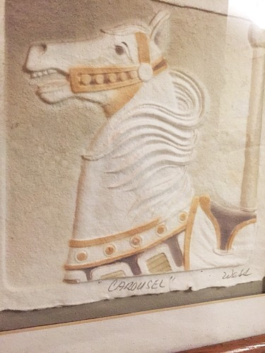 FIGI Graphics Carousel Wess 3D Wet Cast Paper Mache Art Signed Framed 12 3/4