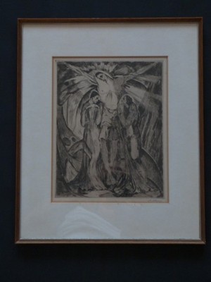 August Bleep Expressionist gerahmt mit Dünner Holzleiste