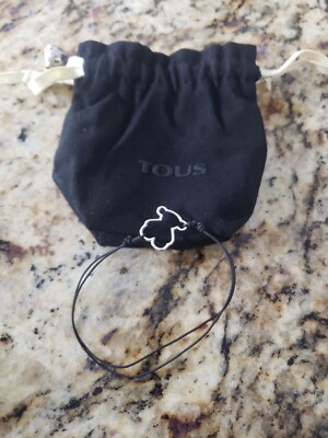 Original TOUS Sweet Dolls black cord with Sterling Silver bear