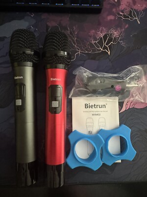 Bietrun WXM02 Wireless Microphone, Bietrun UHF Metal Dual Handheld Cordless Mic