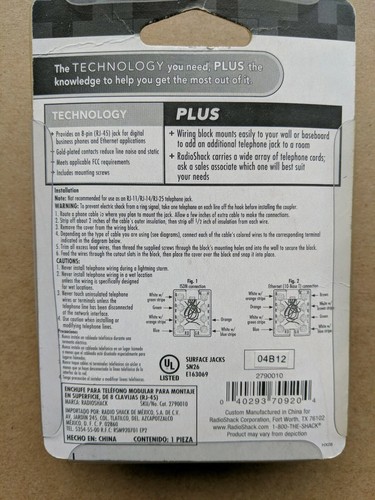 RadioShack 8 -Pin Modular Surface Mount Telephone Jack (RJ-45), 3 packages, new