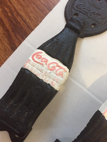 Set of 2 Vintage Cast iron Coca Cola Bottle Shaped Door Handle 10