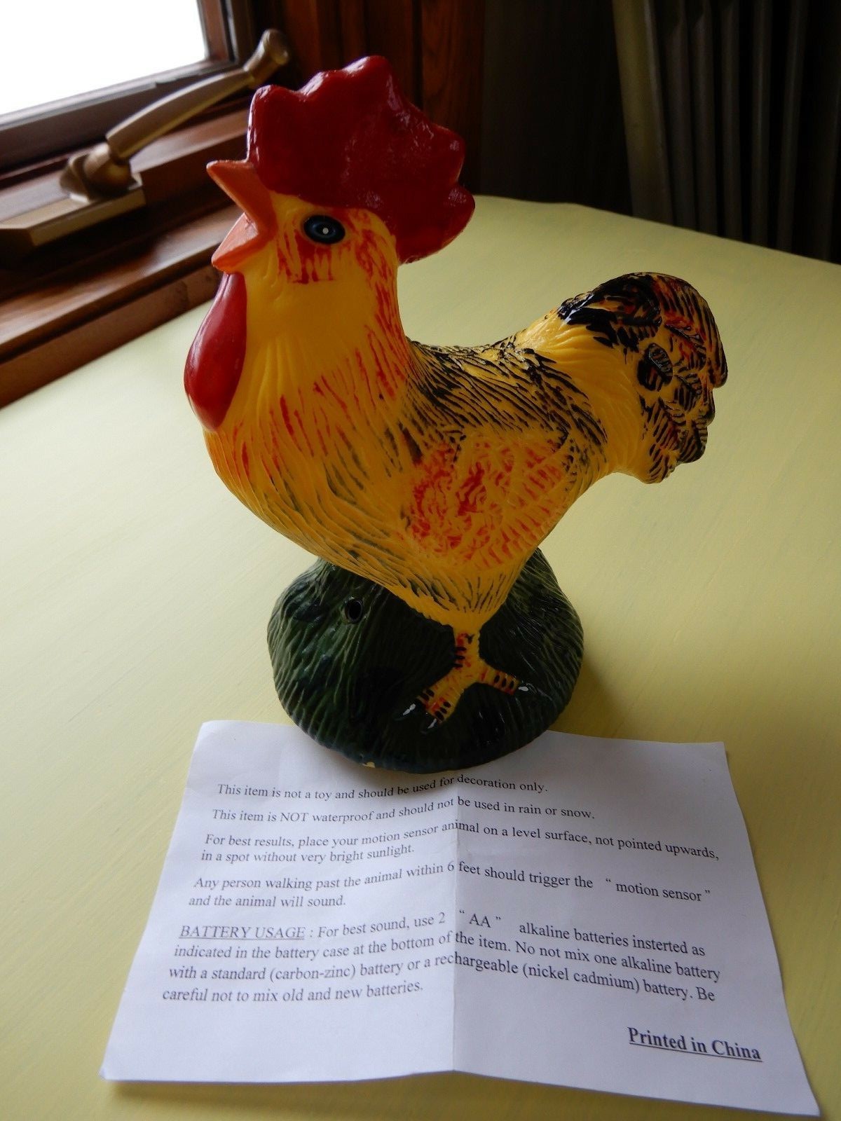 Hard Plastic Motion Activated Rooster Chicken Battery Included New Cond