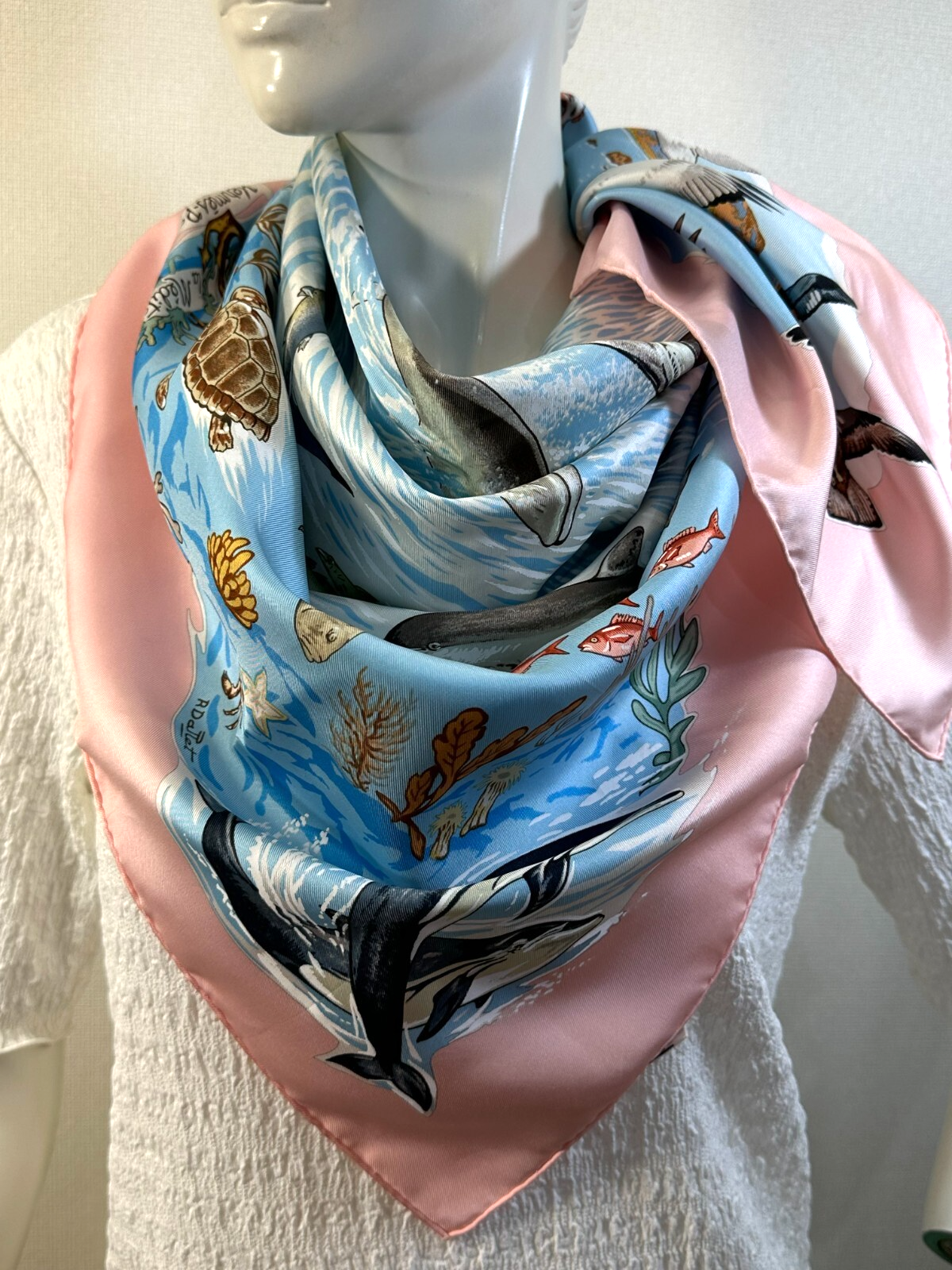 RARE VTG HERMES La Vie Precieuse de la Mediterranee Carre 90 Silk