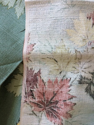 VINTAGE NOS Barkcloth Fabric Green Aqua Bolt 46