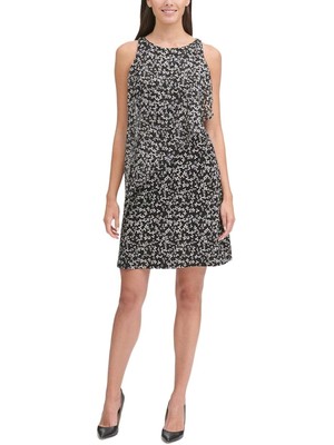 

TOMMY HILFIGER Женское черное шифоновое трикотажное платье без рукавов с круглым вырезом, Черный