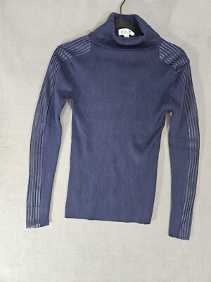 Molly Bracken Anthropologie Womens Small Turtleneck Rib Mesh Long Sleeve Fitted 