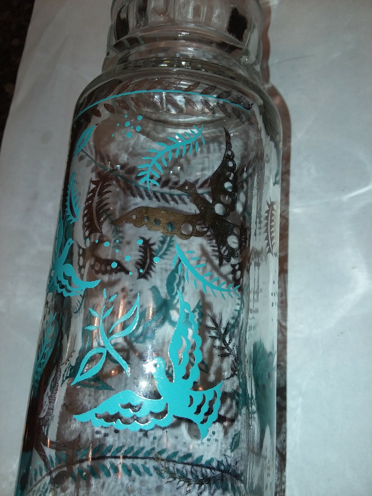 RETRO TURQUOISE AND GOLD DECANTER