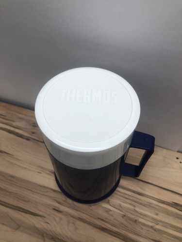 Vintage Thermos Brand Royal Blue & White ~ 10 oz Food Jar ~ Made in Canada