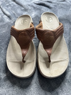 Mens FitFlop Dass Brown Leather Casual Comfort Surfer Thong Sandals Size 10 D