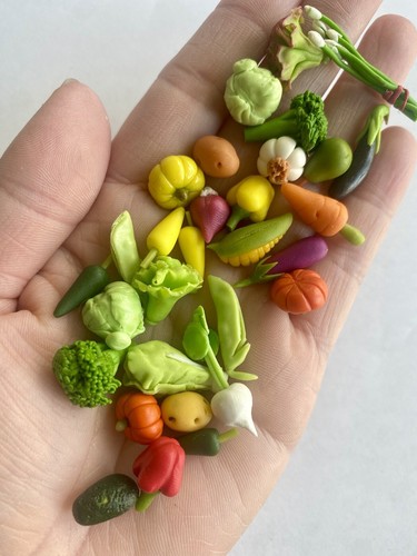 30 Pcs Set 1:12 clay Handmade miniature Dollhouse Mixed Vegetable Broccoli Corn