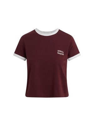 Buy Favorite Daughter Cropped Ringer Tee, Burgundy/White