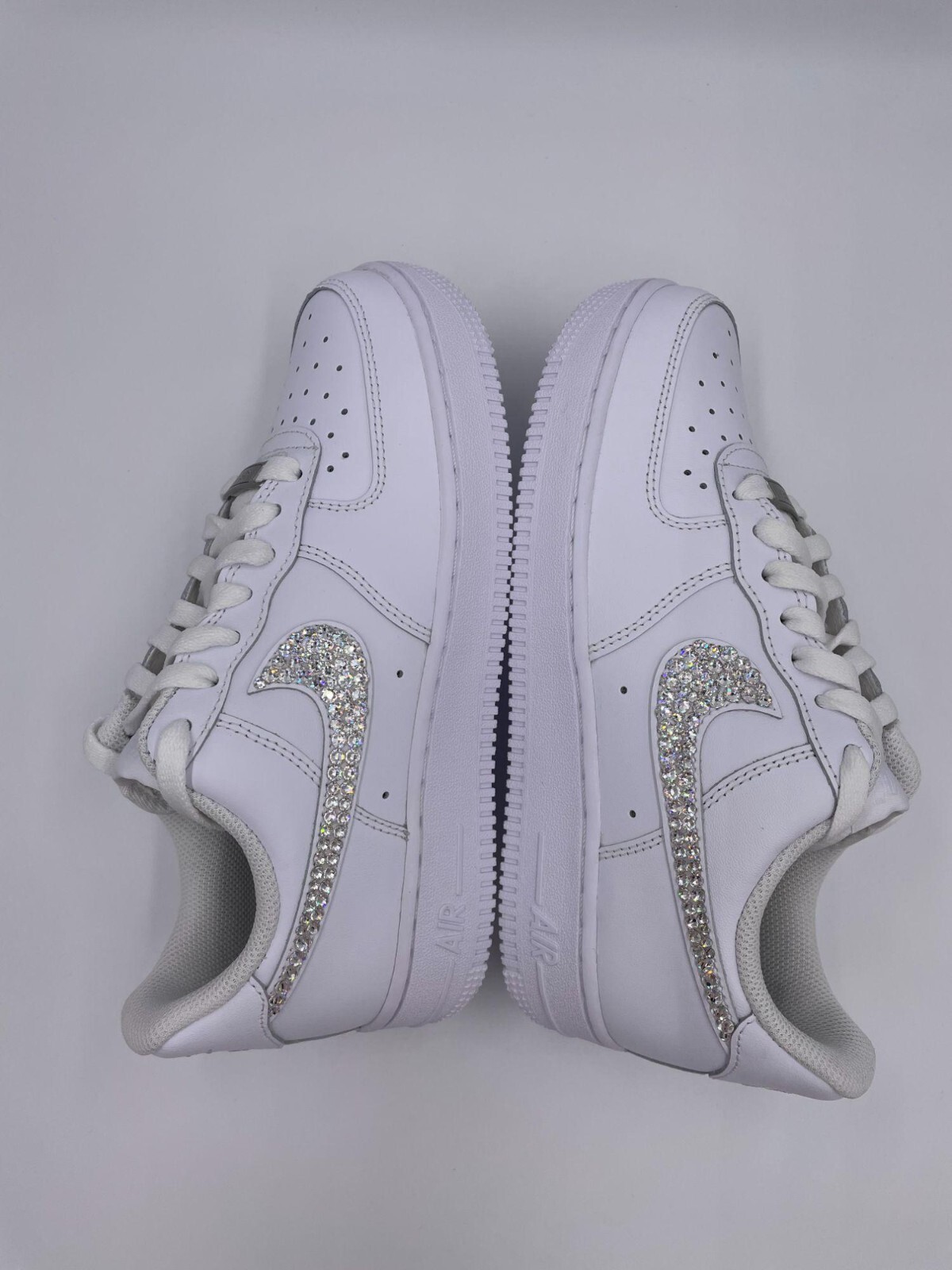 Pre-owned Swarovski Nike Air Force 1 '07 Shoes With  Crystal Bling Shoes In White