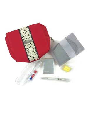 American Airlines Eames Red Nylon Overnight Amenity Travel Kit Toiletry S4