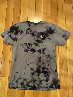 HUF Shirt Mens  Medium Short Sleeve Script Logo Tie Dye Gray Skate Streetwear