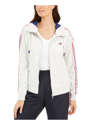 

TOMMY HILFIGER Женская серая эластичная куртка с карманами и капюшоном на молнии, размер, Серый, TP04718J
