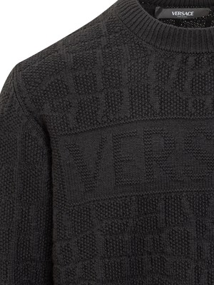 Pre-owned Versace Crew-neck Wool Sweater In Black