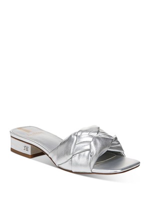 

SAM EDELMAN Женские серебристые кожаные шлепанцы на блочном каблуке SAM EDELMAN 9,5 м, Серебряный, I0041L1